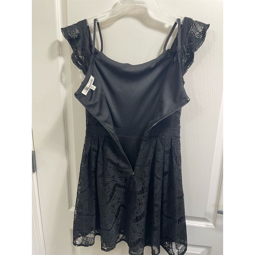 Annabella Women's Off The Shoulder Lace Dress Black Size S Knee Length sku13 - Picture 4 of 11